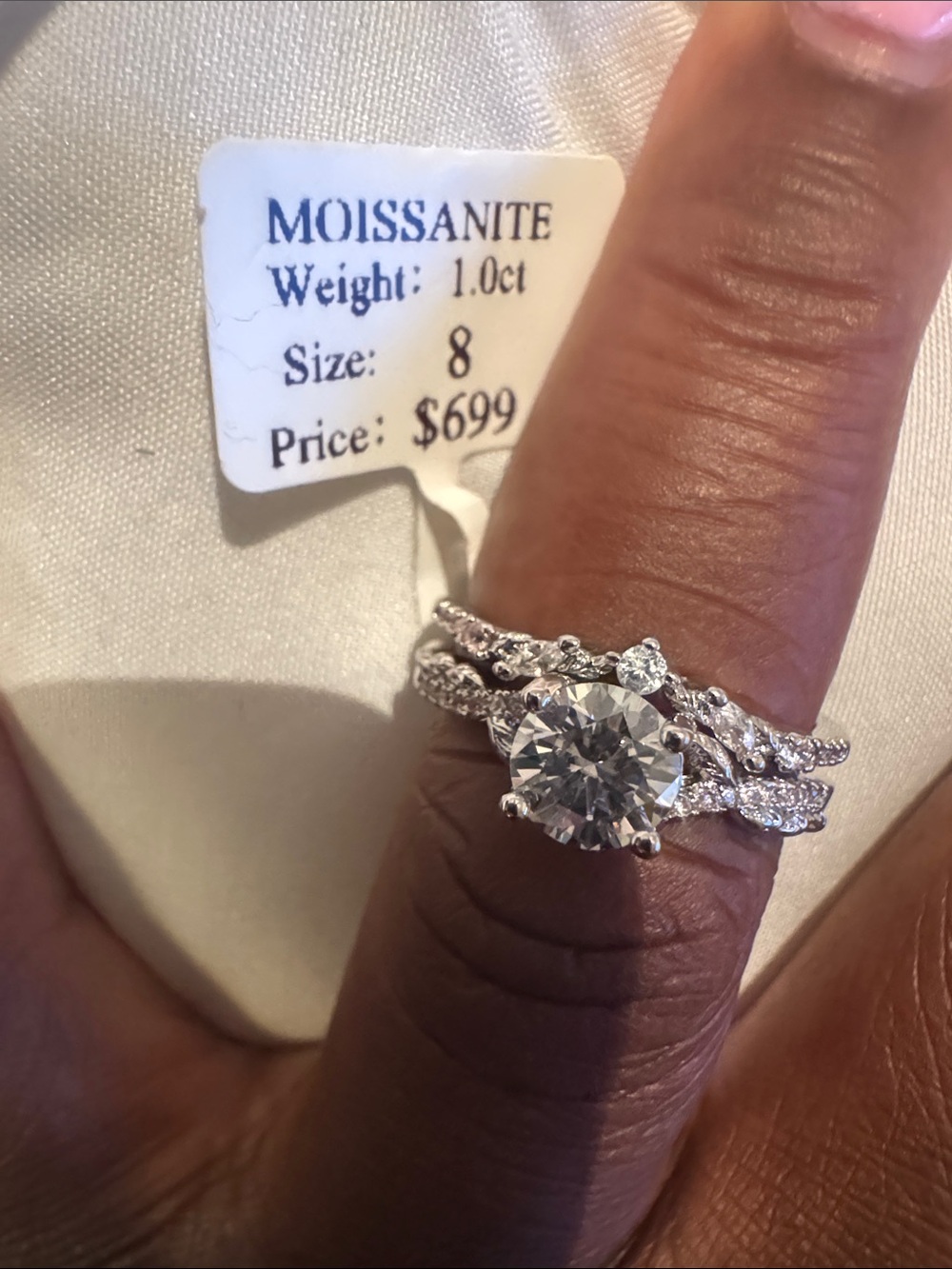 Moissanite 1.0ct Round Solitaire Engagement Ring in Silver - Size 8